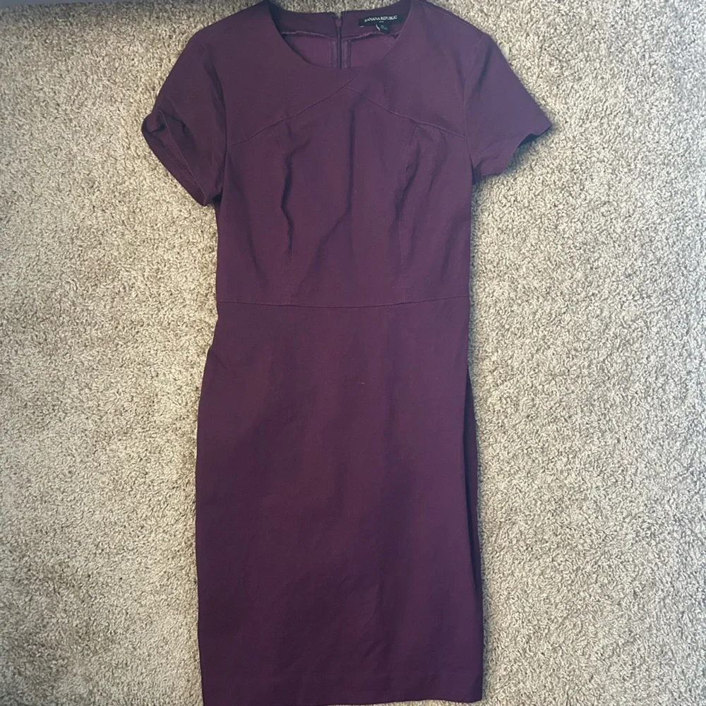 W Banana Republic Burgundy Wine Sheath Midi Dress Size 0 |E5 - Picture 2 of 8